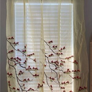 Gigi Curtain Panels embroidered Japanese blossoms yellow/red
